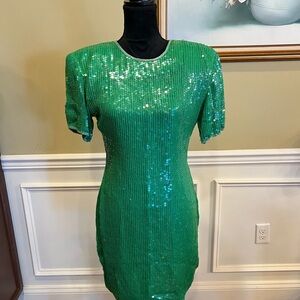 Emerald Sequin Mini Dress